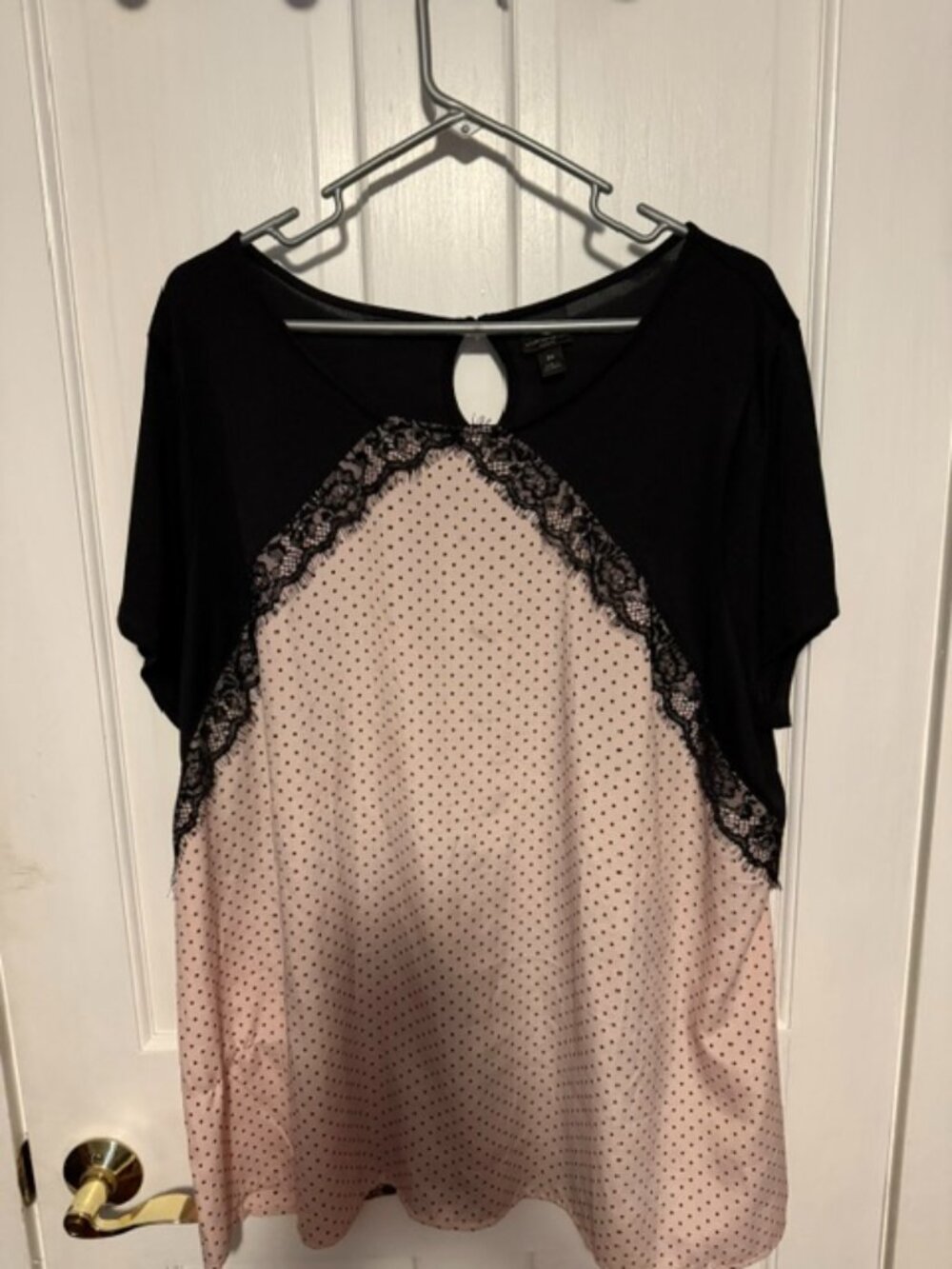 Worthington Pink and Black Short Sleeve Blouse
